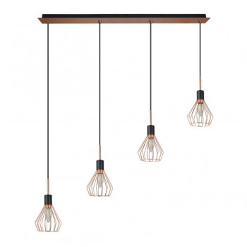 Distribuidor - Lâmpadas Diversas | Lâmpadas Modernas | COLGANTE SAN PETERSBURGO 4XE14 NEGRO/COBRE REGX83X13 CM Ref: 153594073